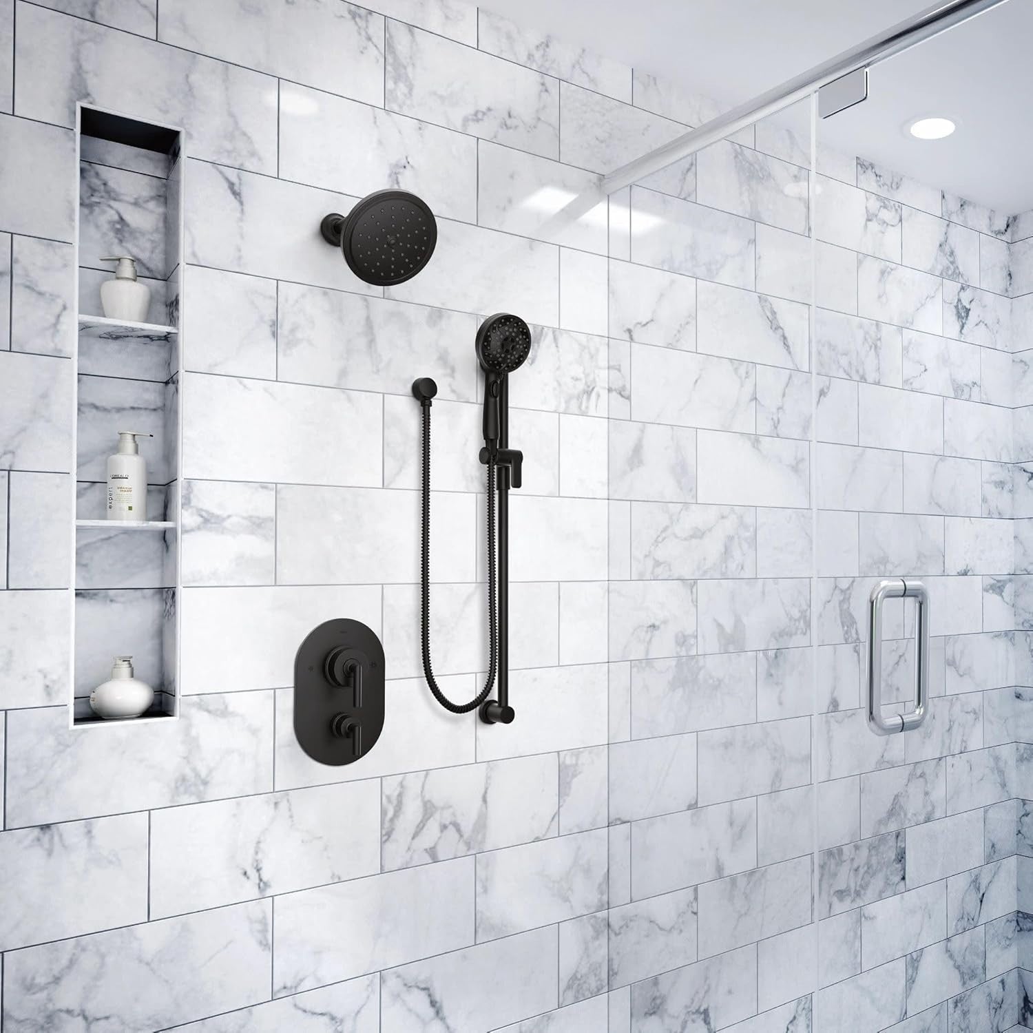 Moen 3670EPBL Handheld Shower Head Slide Bar Matte Black 5-Spray New