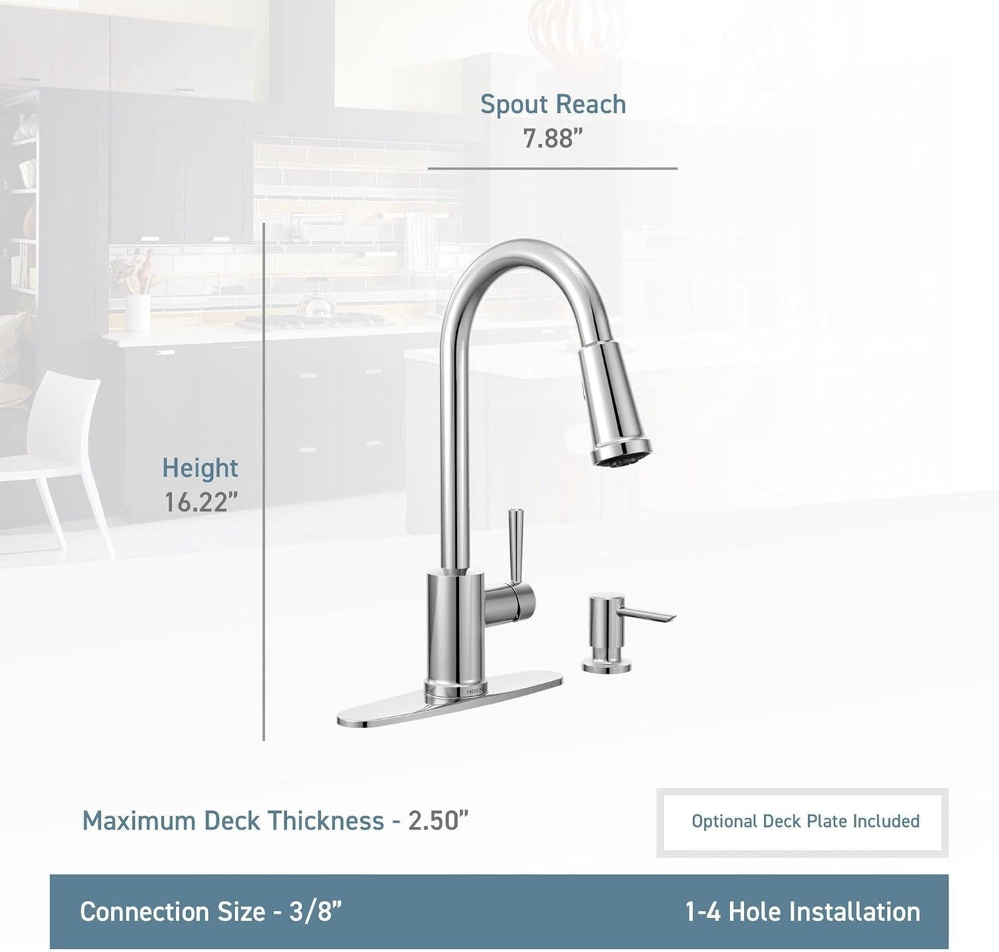 Moen 87090MSRS Indi Kitchen Faucet Spot Resist Stainless Pulldown High Arc New