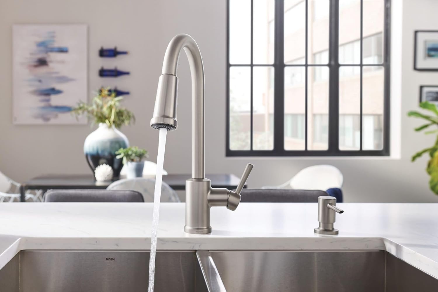 Moen 87090MSRS Indi Kitchen Faucet Spot Resist Stainless Pulldown High Arc New