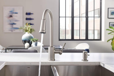 Moen 87090MSRS Indi Kitchen Faucet Spot Resist Stainless Pulldown High Arc New