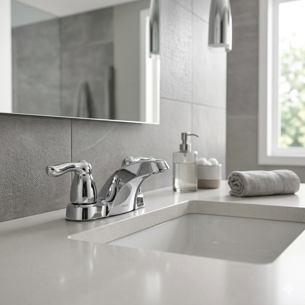 Moen 4925 Chateau Chrome Two-Handle Low Arc Bathroom Faucet