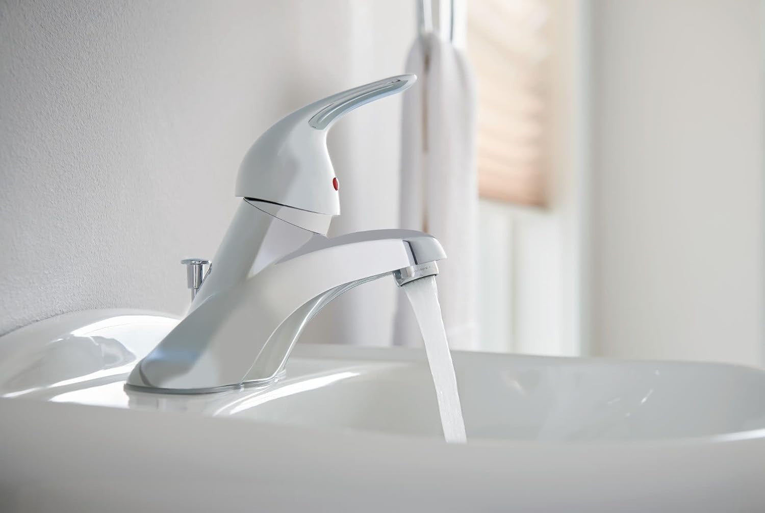 Moen WS84503 Adler Chrome Single-Handle Low Arc Centerset Bathroom Faucet