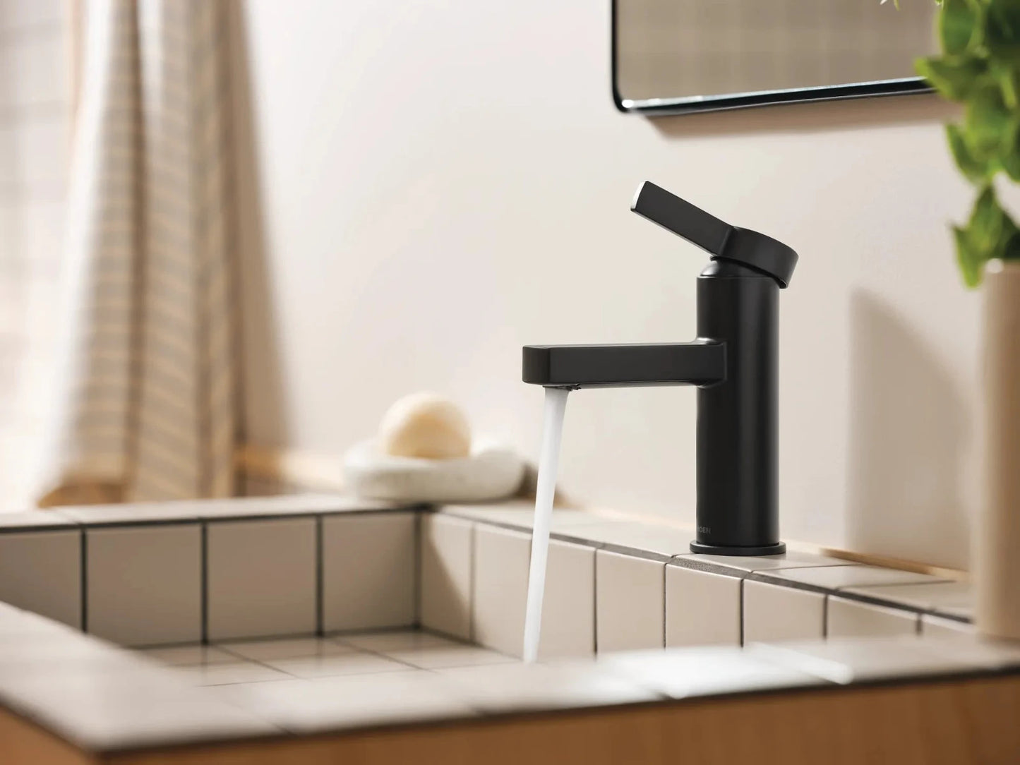 Moen 84774BL Beric Matte Black Bathroom Faucet Single Handle Deckplate New