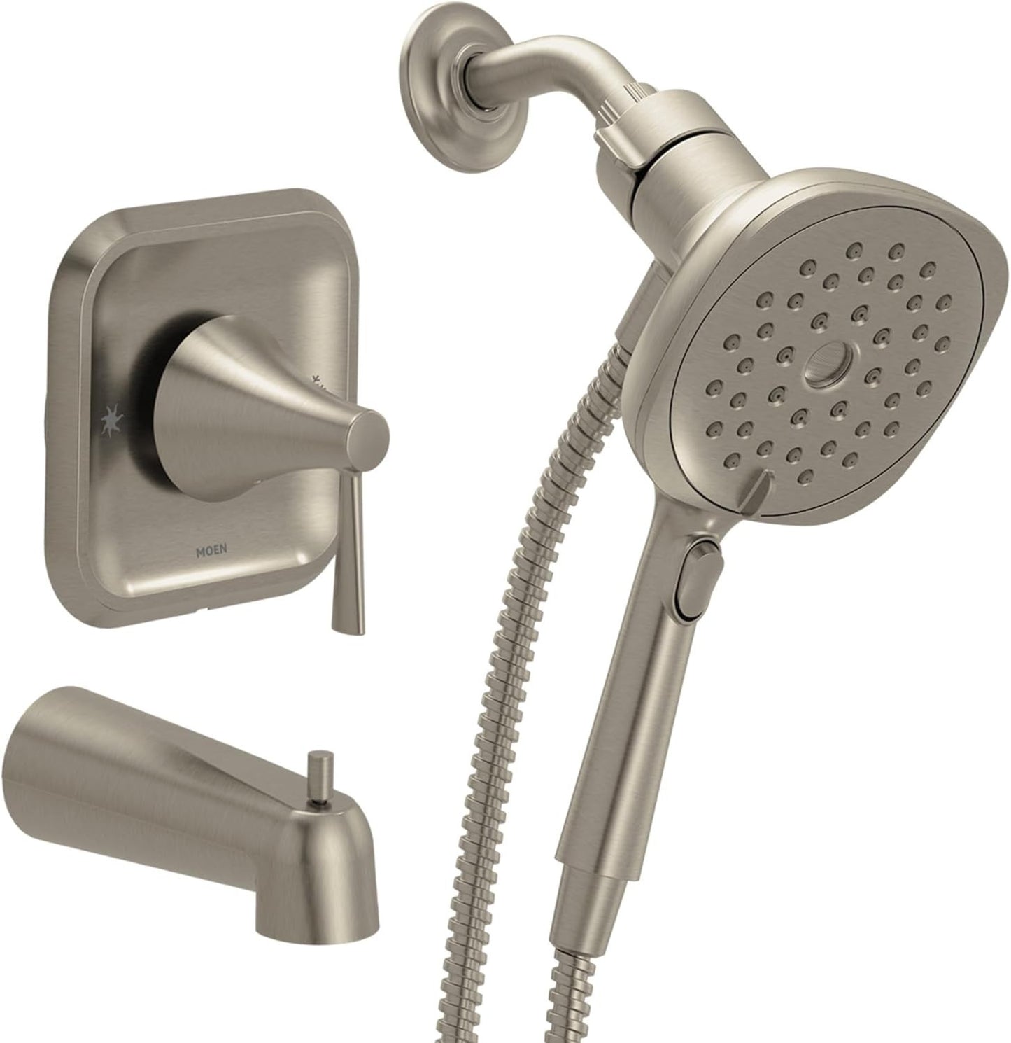 Moen 82022SRN Ronan Spot Resist Brushed Nickel Posi-Temp Tub and Shower Faucet