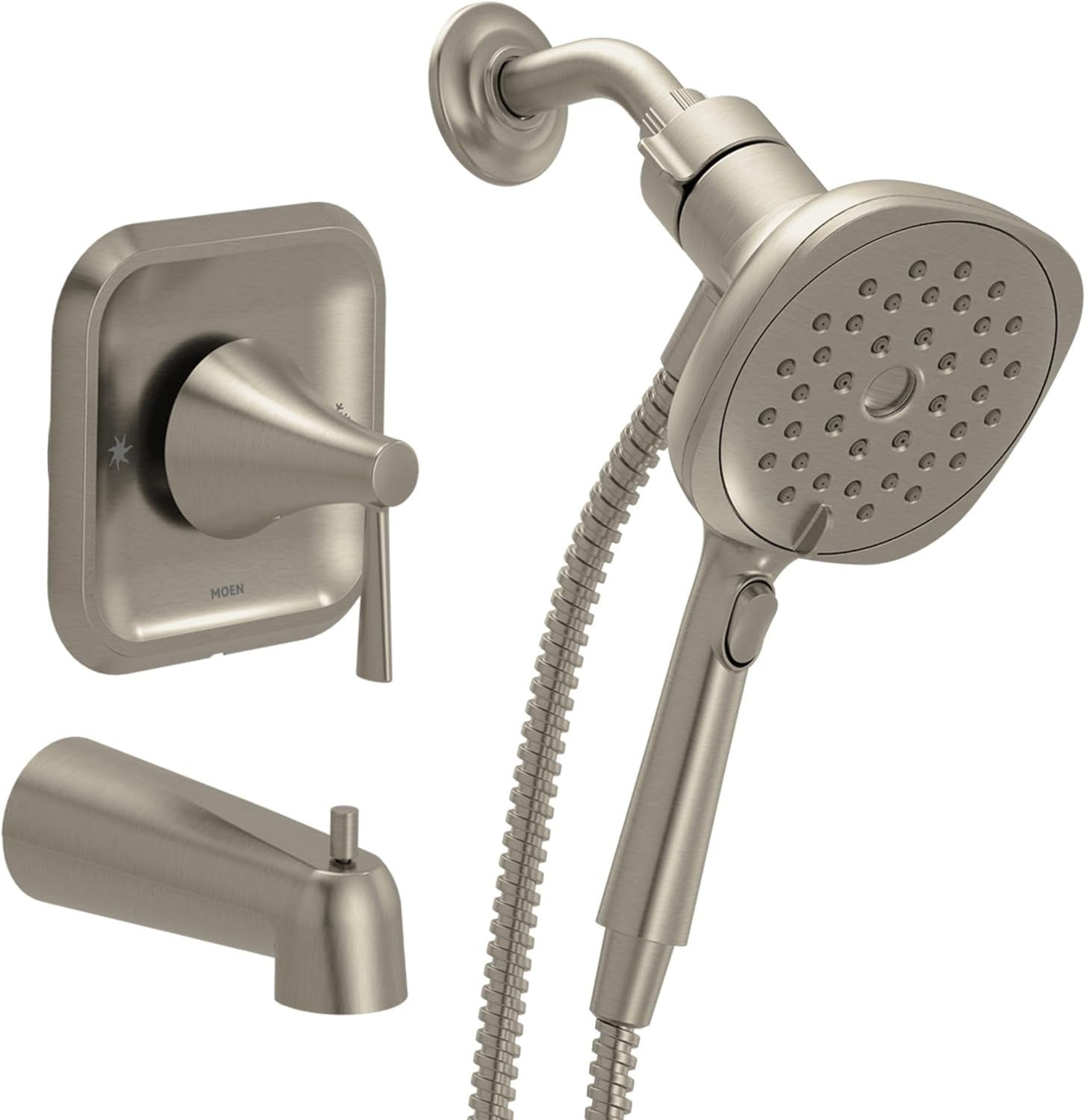 Moen 82022SRN Ronan Spot Resist Brushed Nickel Posi-Temp Tub and Shower Faucet