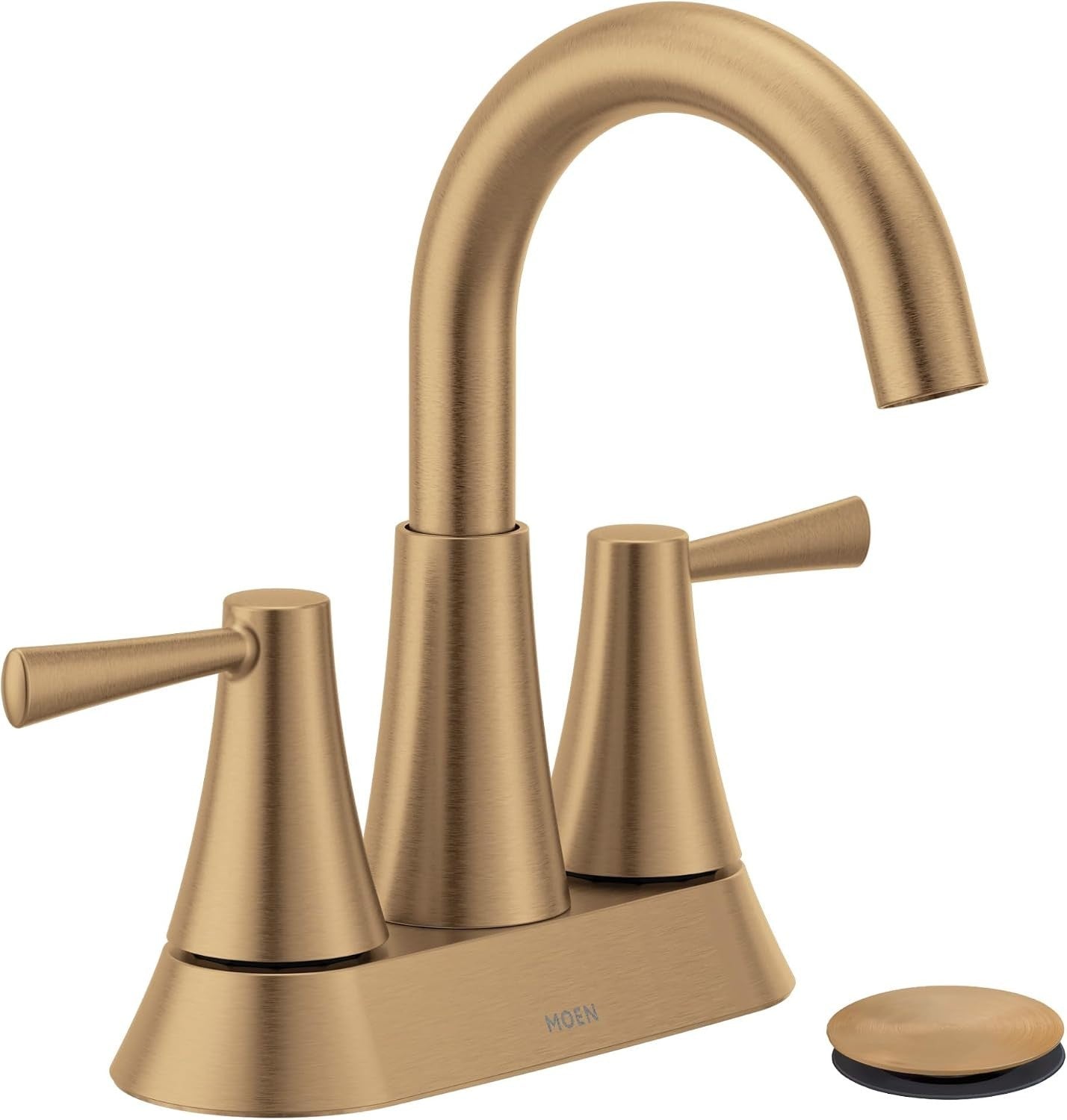Moen 84022BZG Ronan Two-Handle High Arc Bathroom Faucet Bronzed Gold