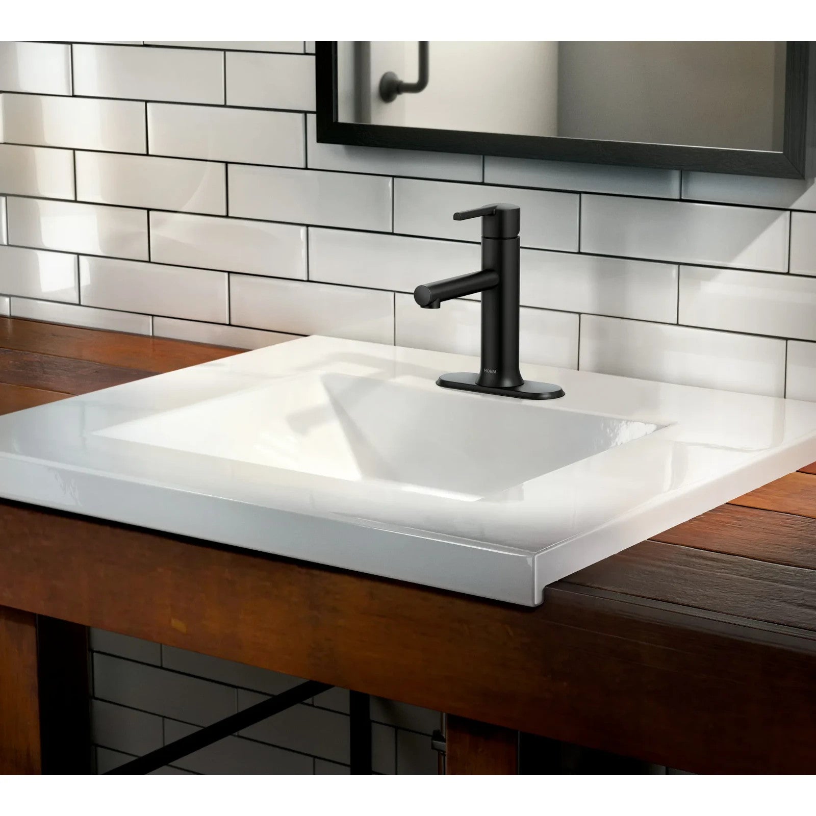 Moen 84770BL Arlys Matte Black Single-Handle Low Arc Bathroom Faucet
