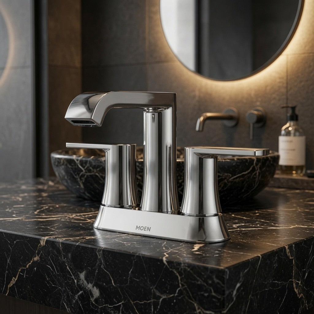 Moen 84764 Genta Chrome Two-Handle High Arc Widespread Bathroom Faucet