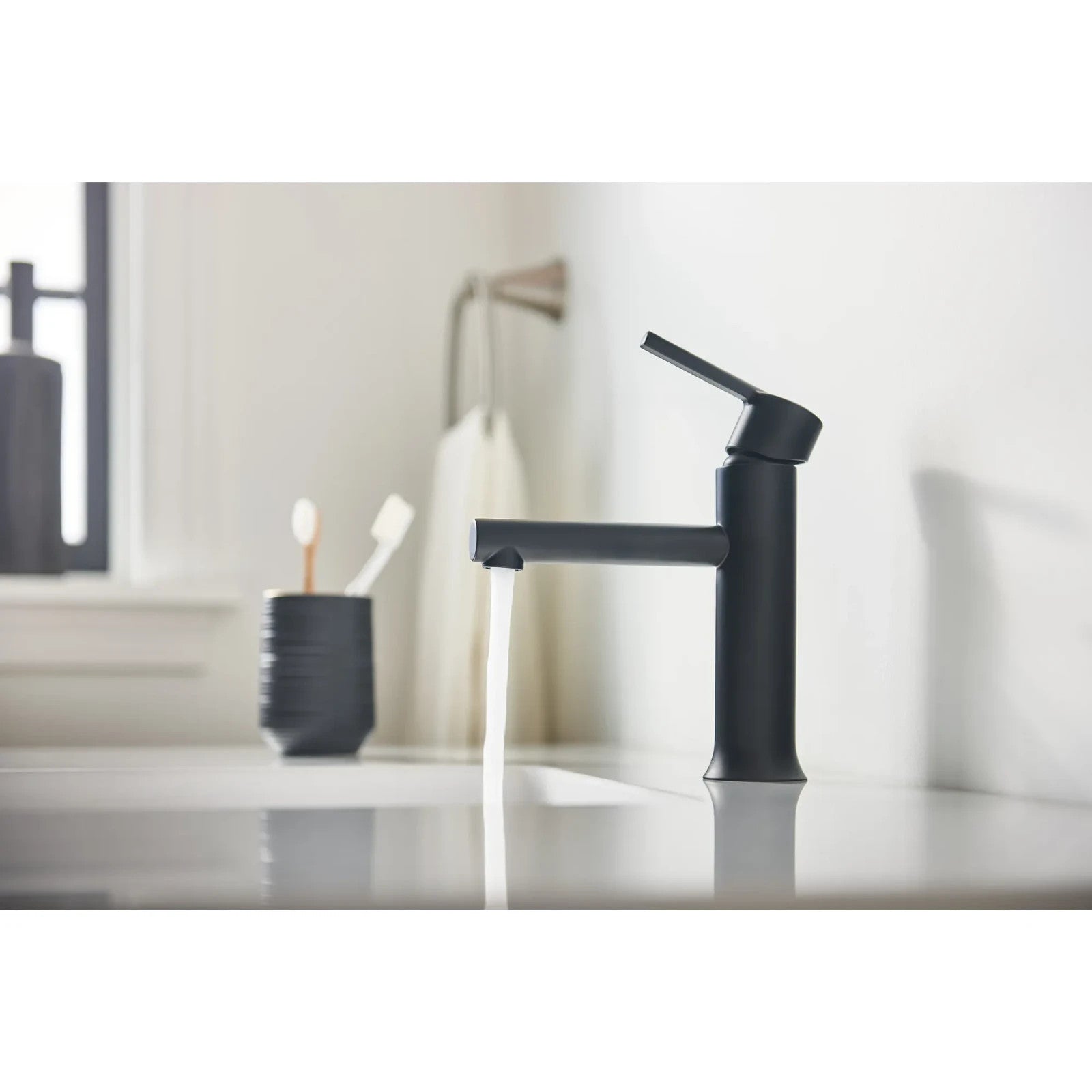 Moen 84770BL Arlys Matte Black Single-Handle Low Arc Bathroom Faucet