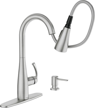 Moen 87014SRS Essie Kitchen Faucet Spot Resist Stainless Pulldown High Arc New