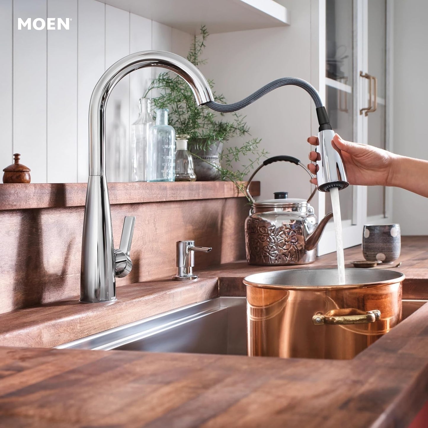 Moen 87627EISRS Haelyn Kitchen Faucet Spot Resist Stainless LED ColorCue New