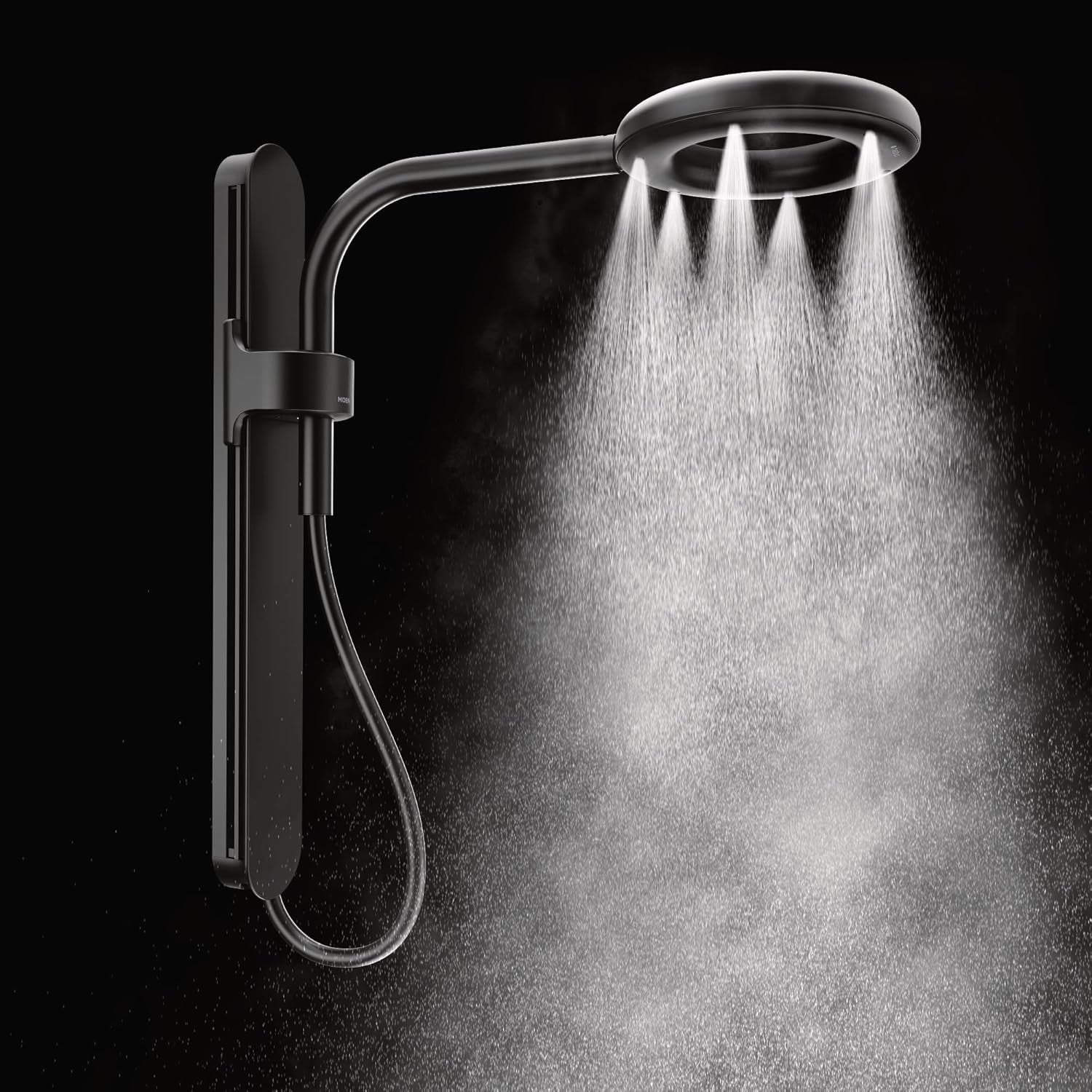 Moen N207C0BL Spa Rainshower Matte Black Handheld Shower Head Slide Bar New