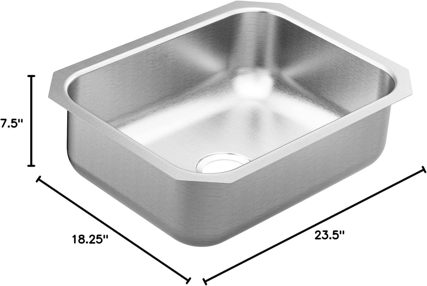 Moen GS20192 2000 Series 23-1/2" x 18-1/4" Stainless Steel 20-Gauge Single Bowl