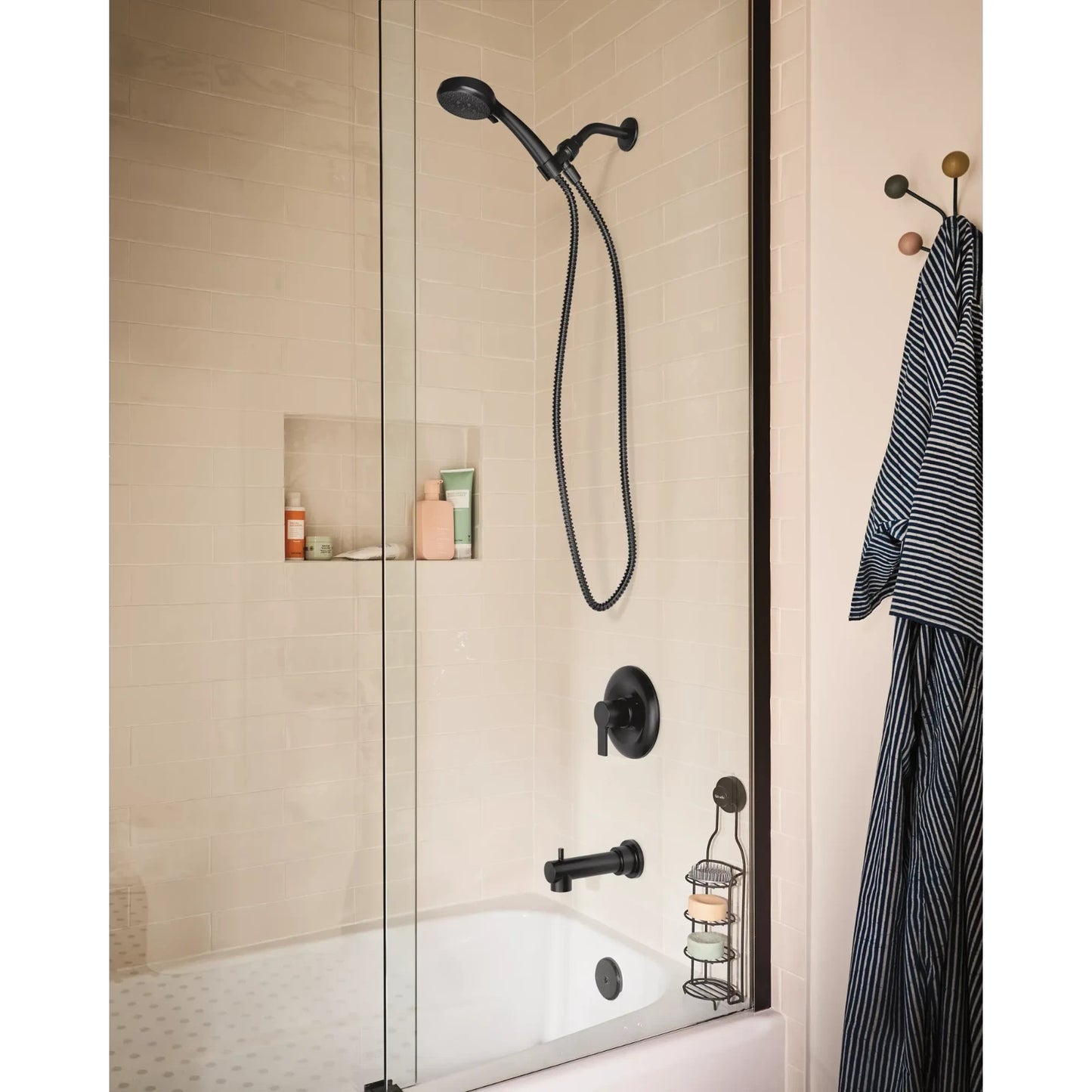 Moen Meena 82618BL Matte Black Posi-Temp Tub Shower Faucet Handheld Spray