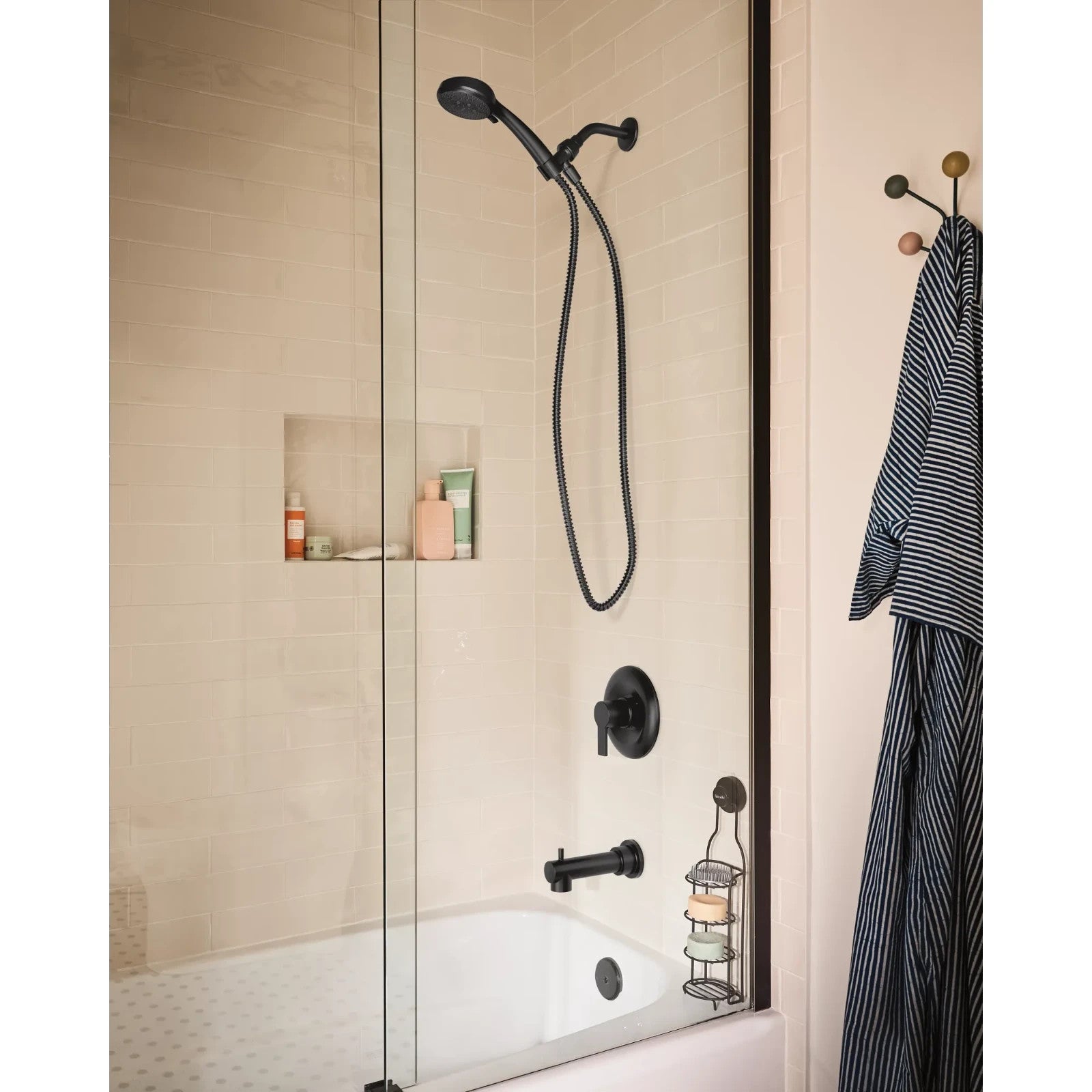 Moen Meena 82618BL Matte Black Posi-Temp Tub Shower Faucet Handheld Spray