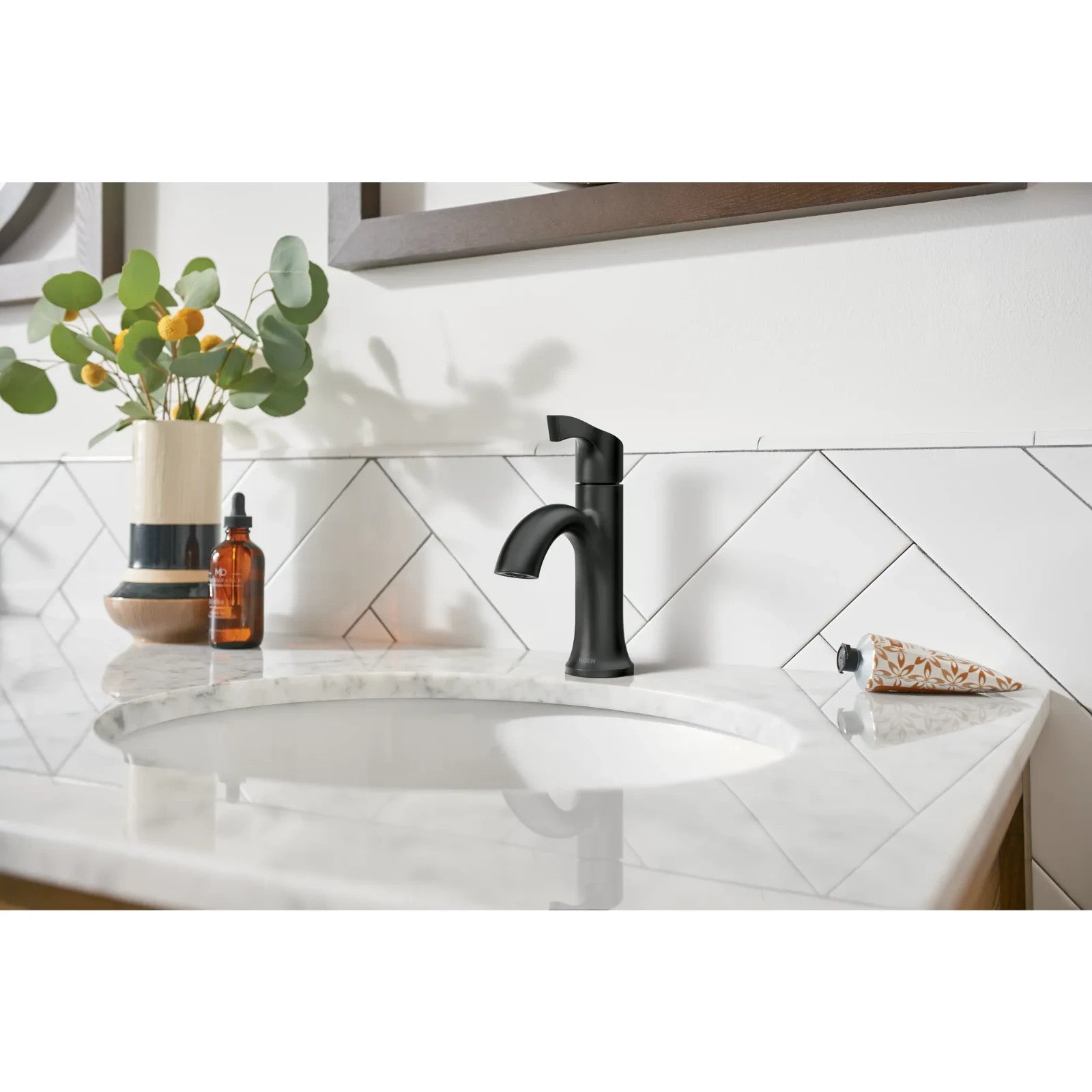 Moen 84466BL Korek Matte Black Single-Handle Centerset Bathroom Faucet