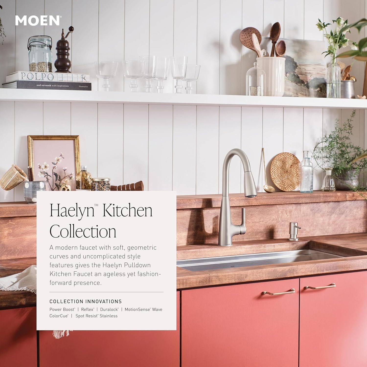 Moen 87627EISRS Haelyn Kitchen Faucet Spot Resist Stainless LED ColorCue New