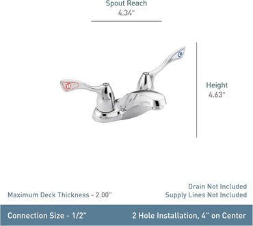 Moen 8800 Commercial M-Bition Chrome 2 Handle 4" Lav Faucet Centerset 1/2" IPS