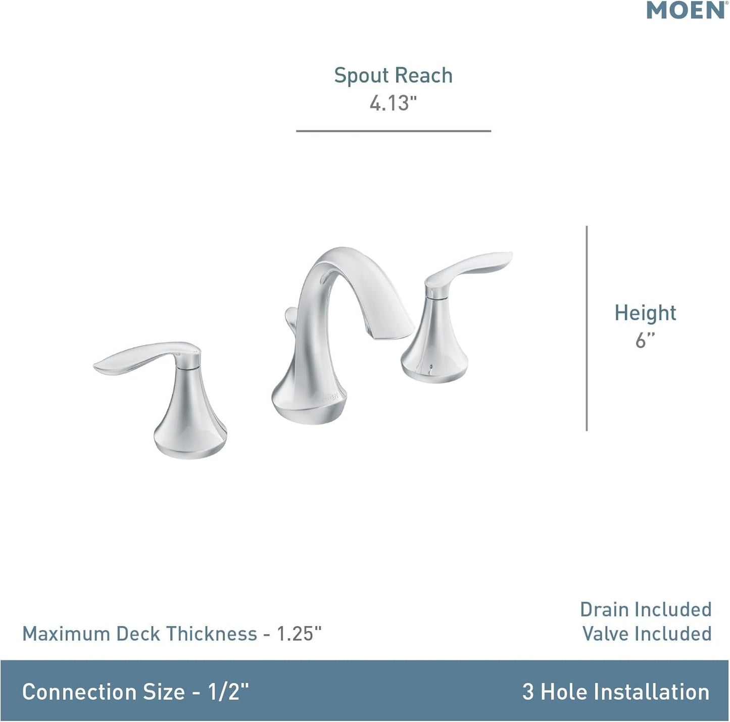 MOEN TV6420 EVA 1.2 GPM Widespread Bathroom Faucet Chrome With Valve Included