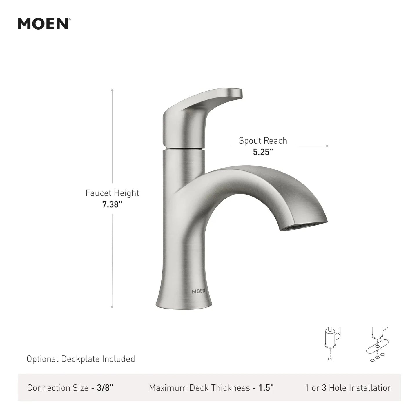 Moen 84346SRN Karis Spot Resist Brushed Nickel Single-Handle High Fauc Bathroom
