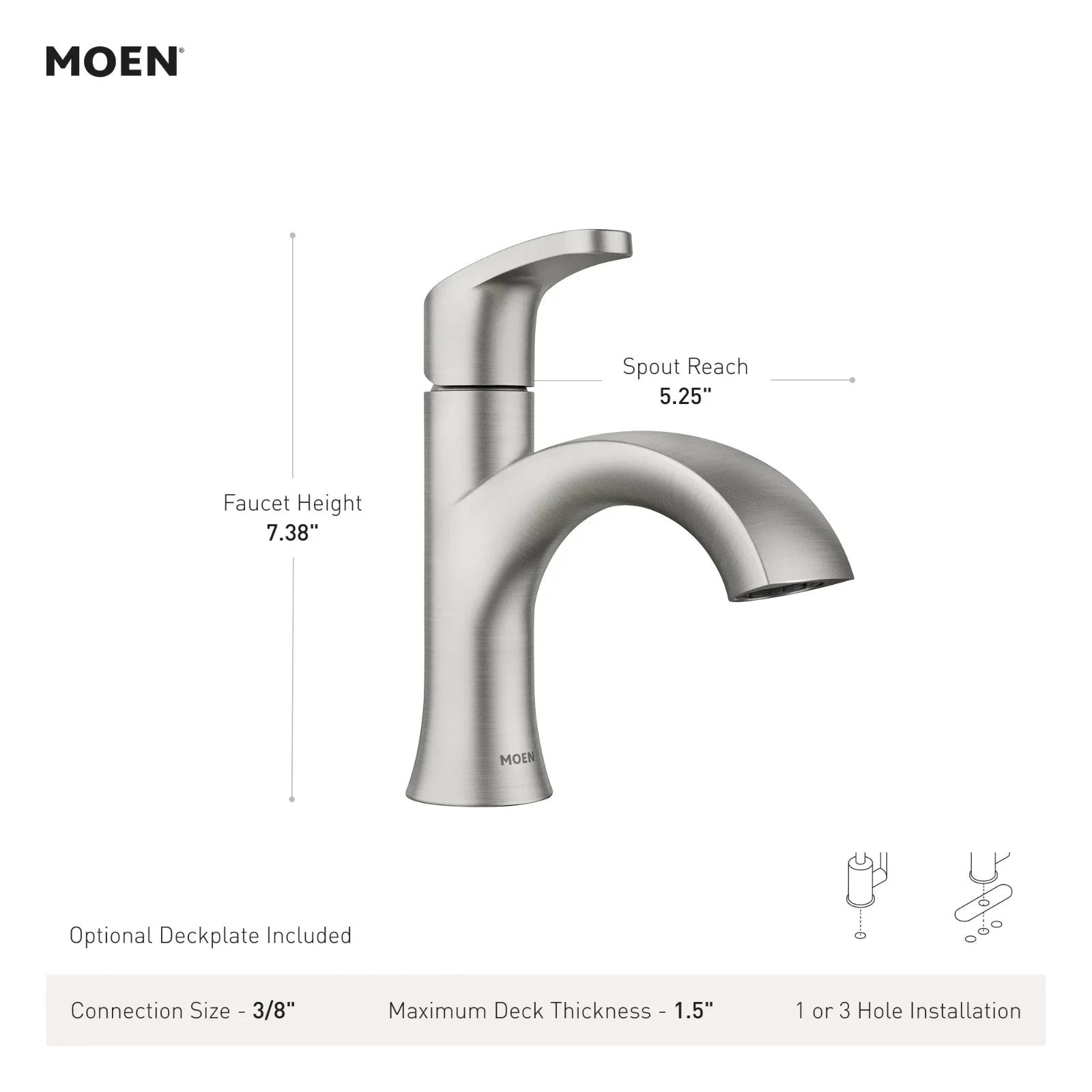Moen 84346SRN Karis Spot Resist Brushed Nickel Single-Handle High Fauc Bathroom