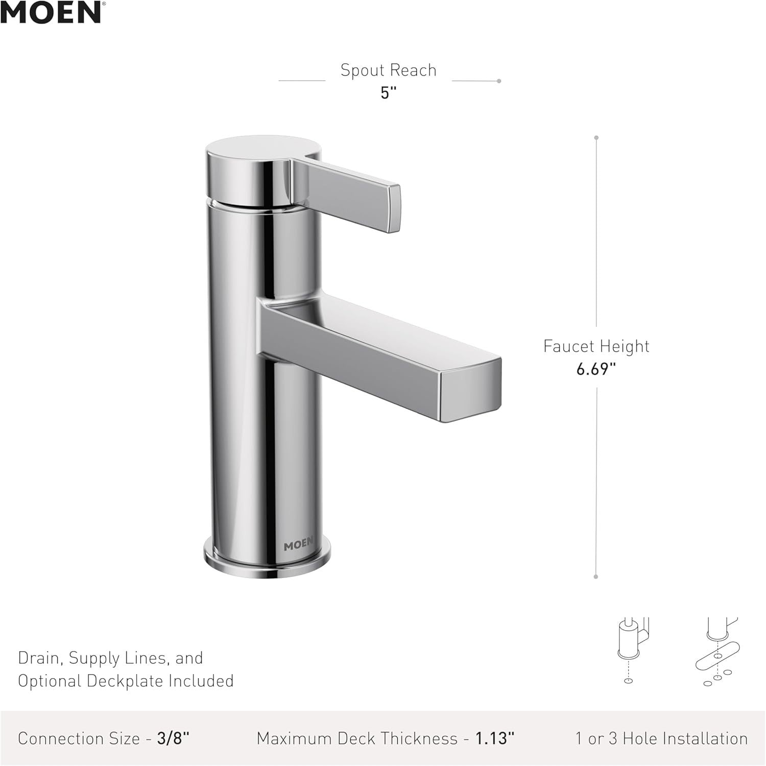 Moen Beric 84774SRN One-handle Bathroom Sink Faucet,Brushed Nickel *NEW*