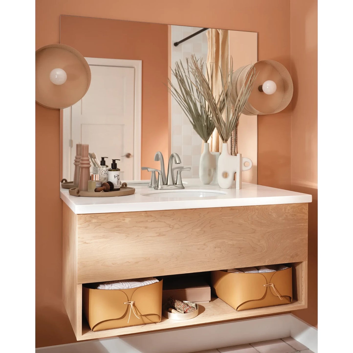 Moen 84467SRN Faucet Spot Resist Brushed Nickel Two-Handle Centerset Bathroom