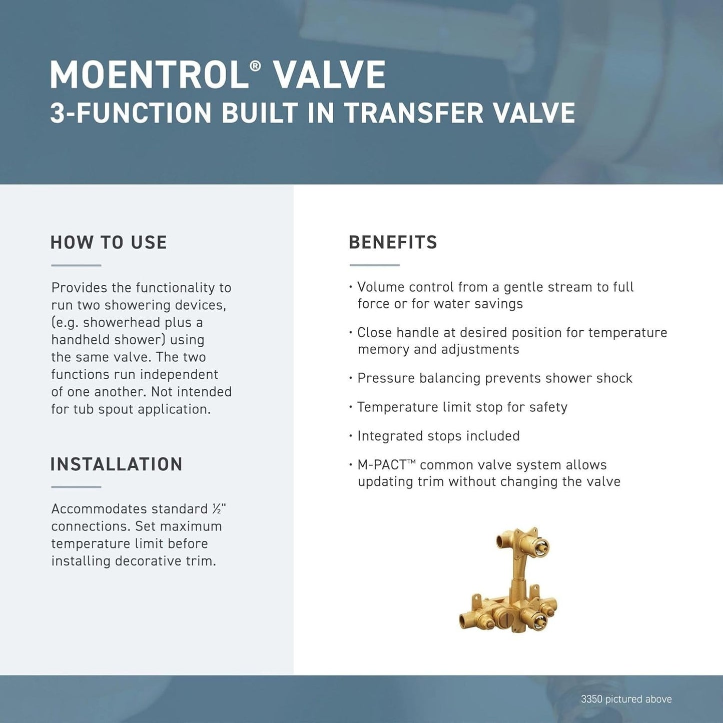 Moen T3290BL Align Matte Black Moentrol Transfer Valve Trim Kit New