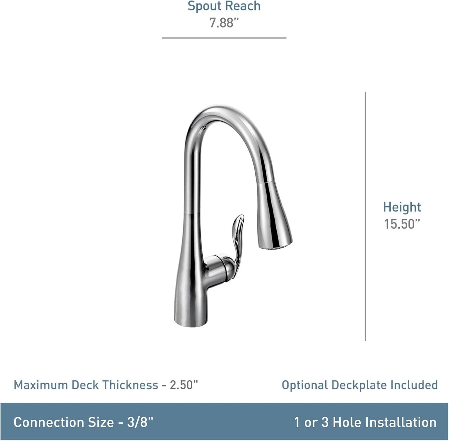 Moen 7594BL Arbor Kitchen Faucet Matte Black Pulldown High Arc Power Boost New