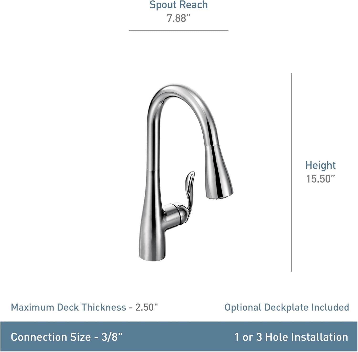 Moen 7594BL Arbor Kitchen Faucet Matte Black Pulldown High Arc Power Boost New
