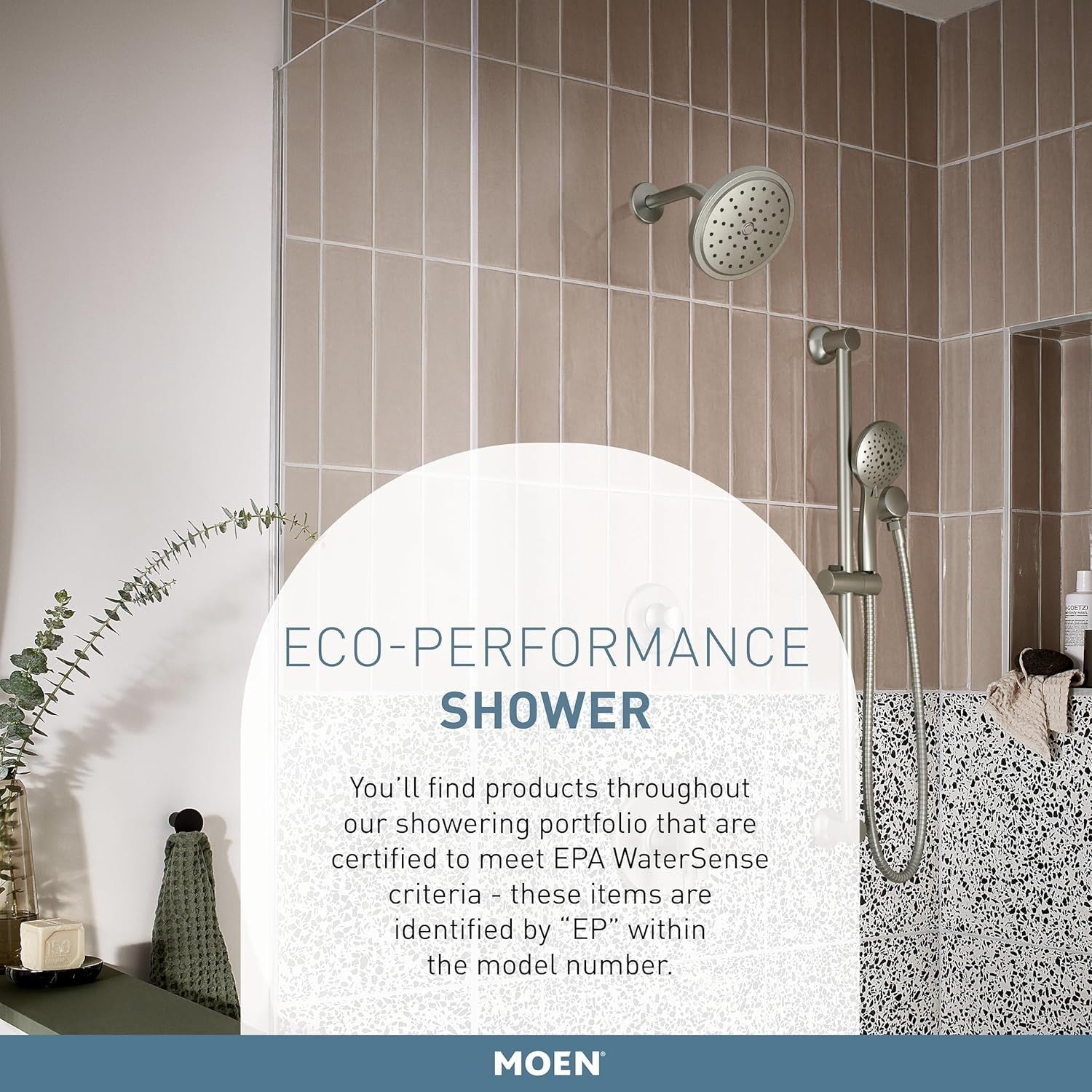 Moen 3558EP Chrome Handheld Shower Head Eco Performance Slide Bar 5-Spray New