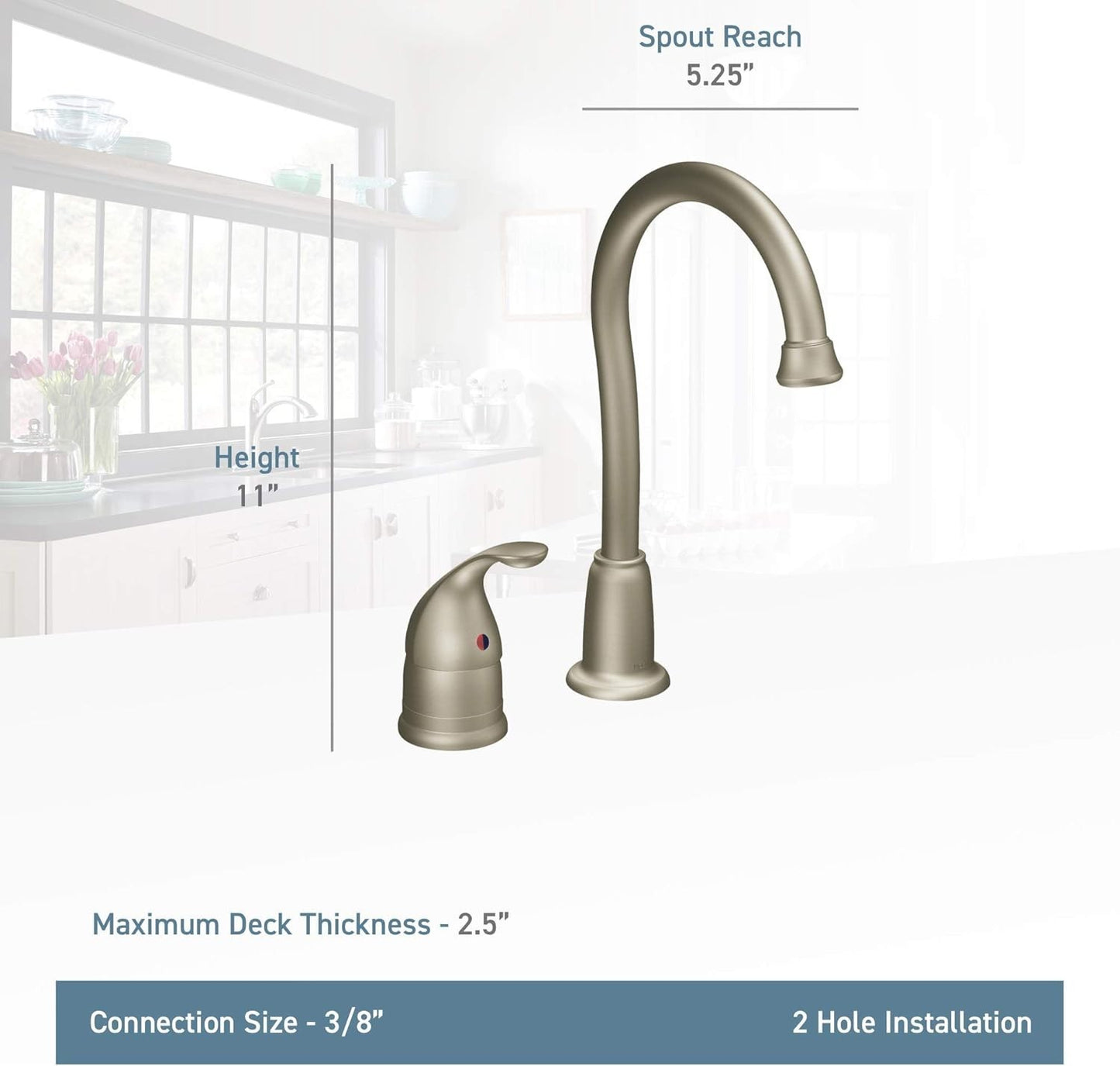 Moen 4905SRS Camerist High Arc Bar Faucet Spot Resist Stainless One Handle New