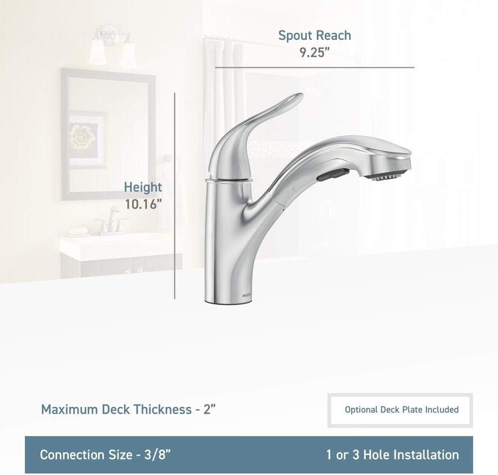 Moen 87557 Brecklyn Chrome Pullout Kitchen Faucet One Handle Low Arc New