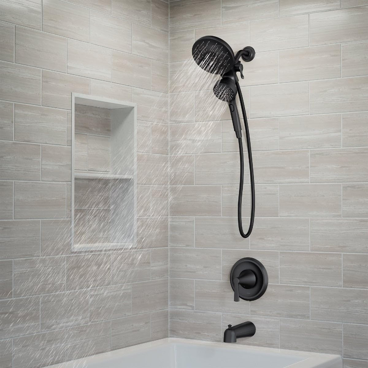 Moen 82310BL Mikah Posi-Temp Tub and Shower Trim Kit Matte Black