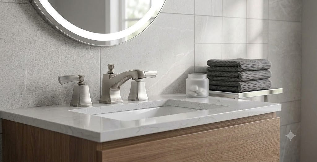 Moen 84926 Conway Chrome Bathroom Faucet Widespread Two Handle High Arc