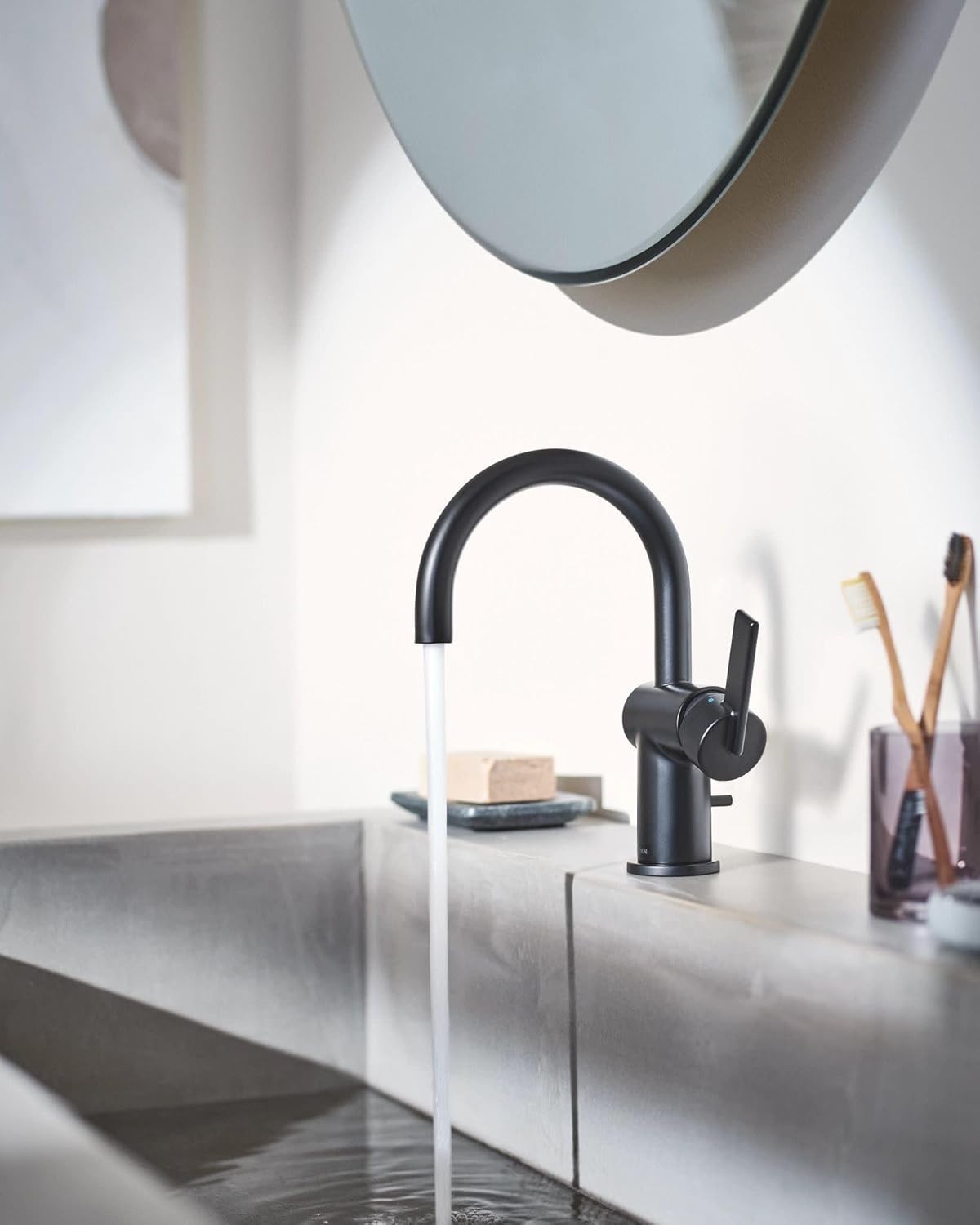 Moen 6221BL Cia Single Handle High Arc Bathroom Faucet Matte Black New