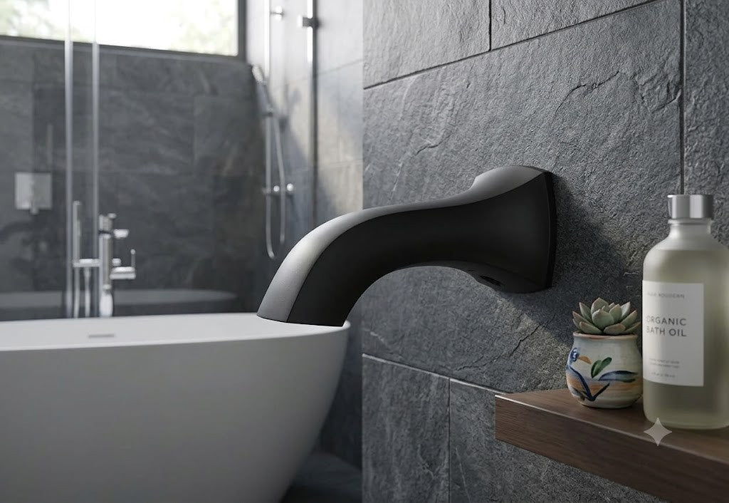 Moen 191956BL Voss Matte Black Non-Diverter Tub Spout Wall Mount 7-3/4 Inch New