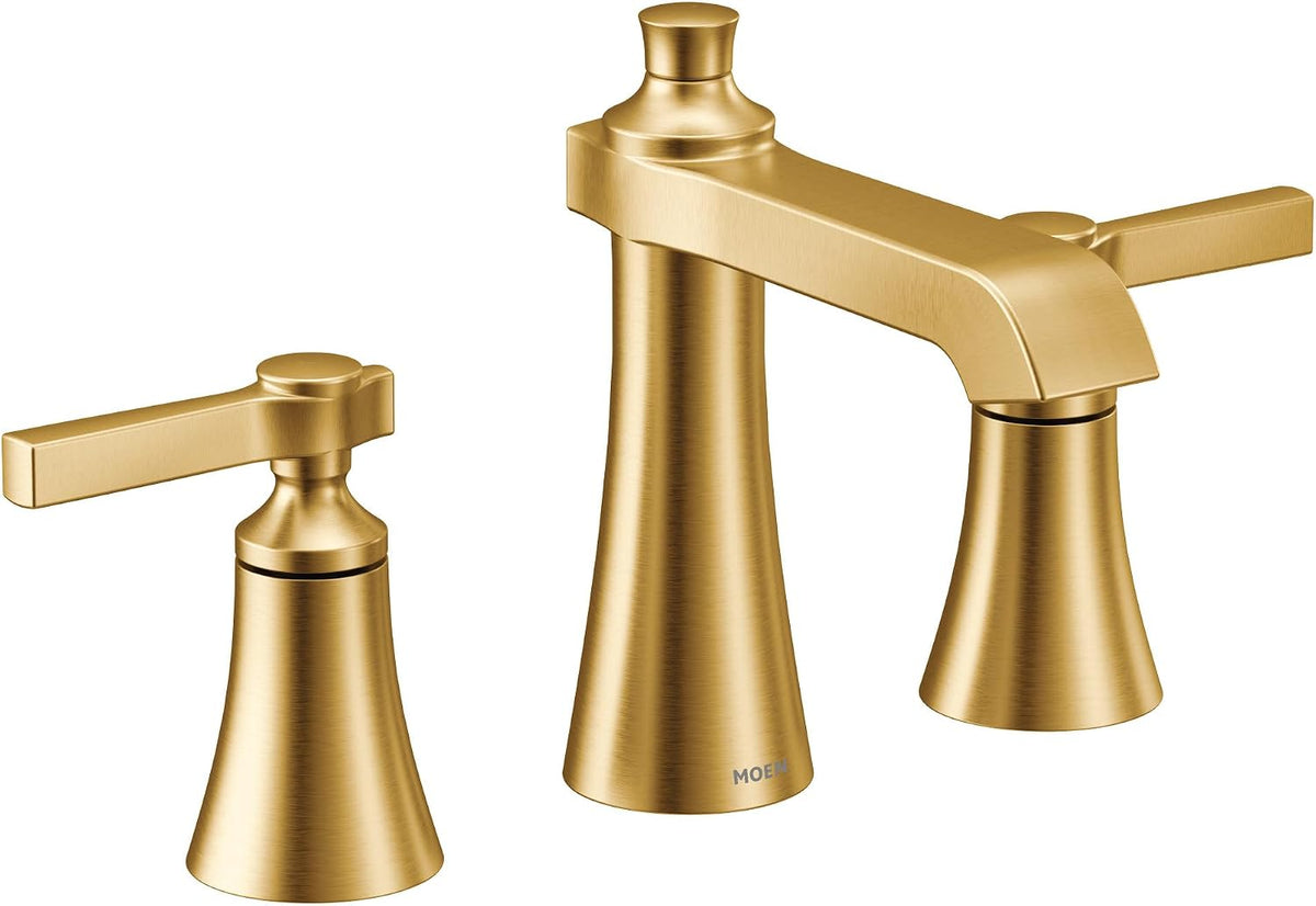Moen TVS6984BG Flara Brushed Gold High Arc Two-Handle Bathroom Faucet — view 3