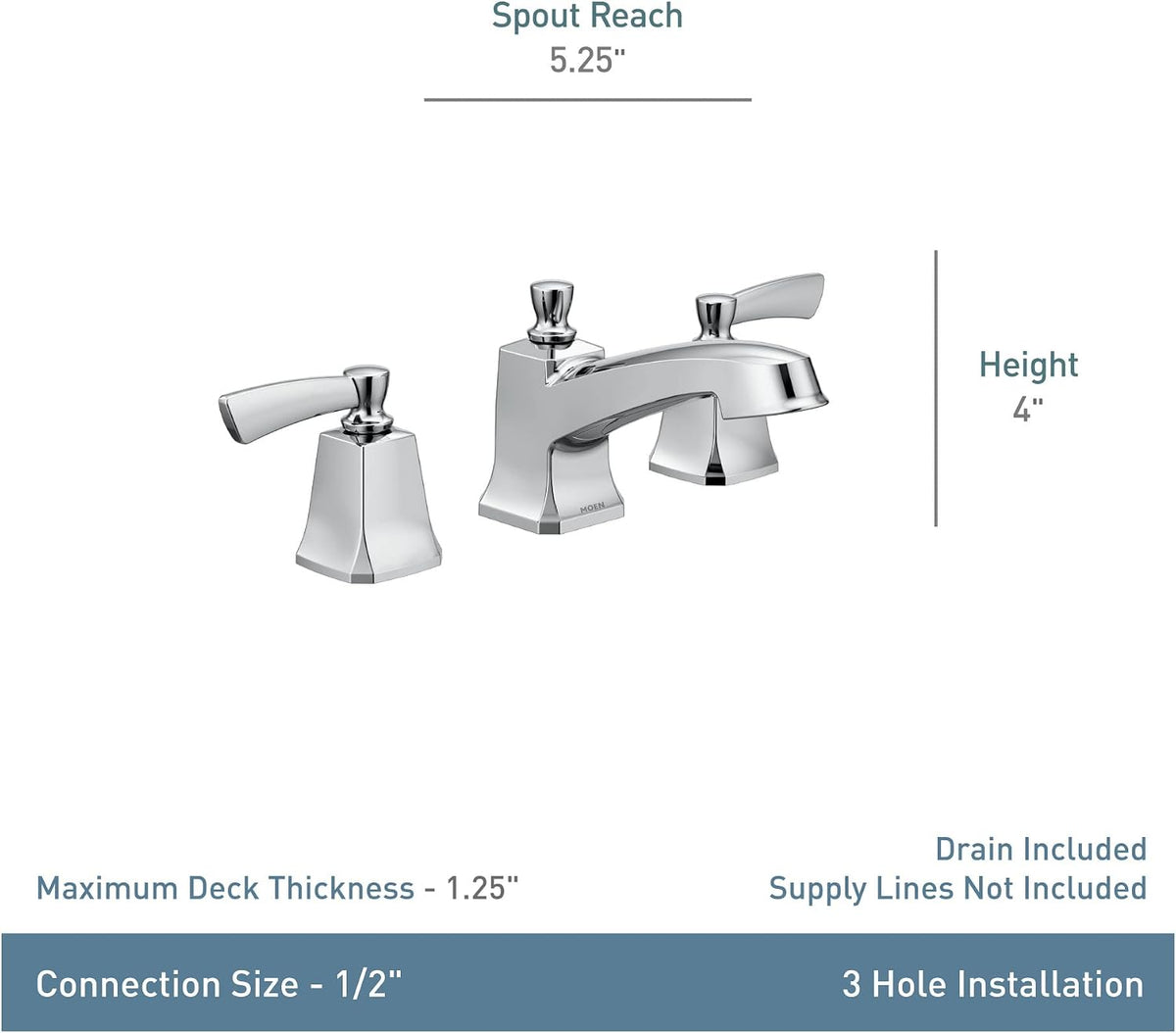 Moen 84926 Conway Chrome Bathroom Faucet Widespread Two Handle High Arc — view 4
