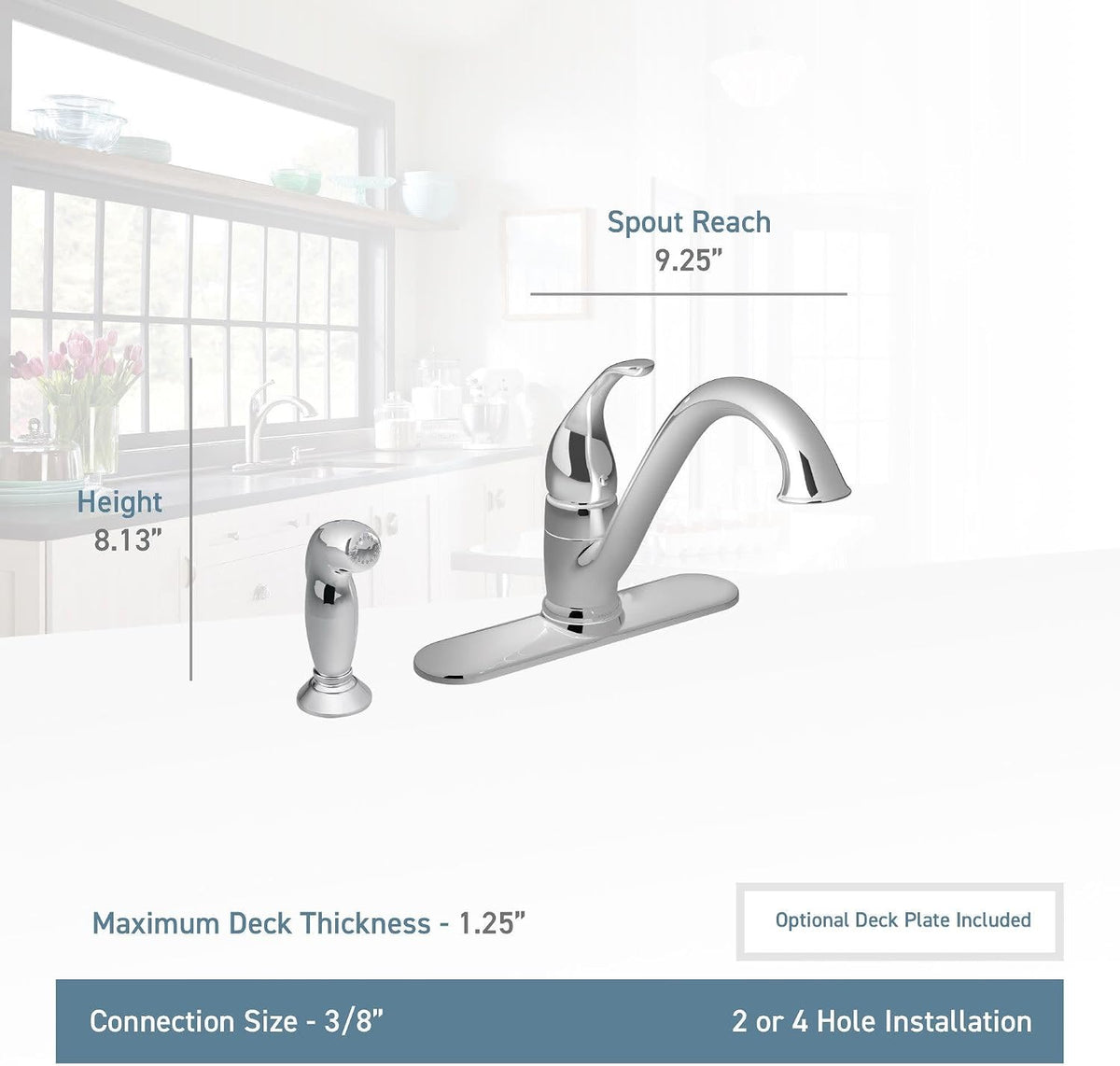 Moen 7840 Camerist Single Handle Kitchen Faucet Chrome Low Arc — view 4