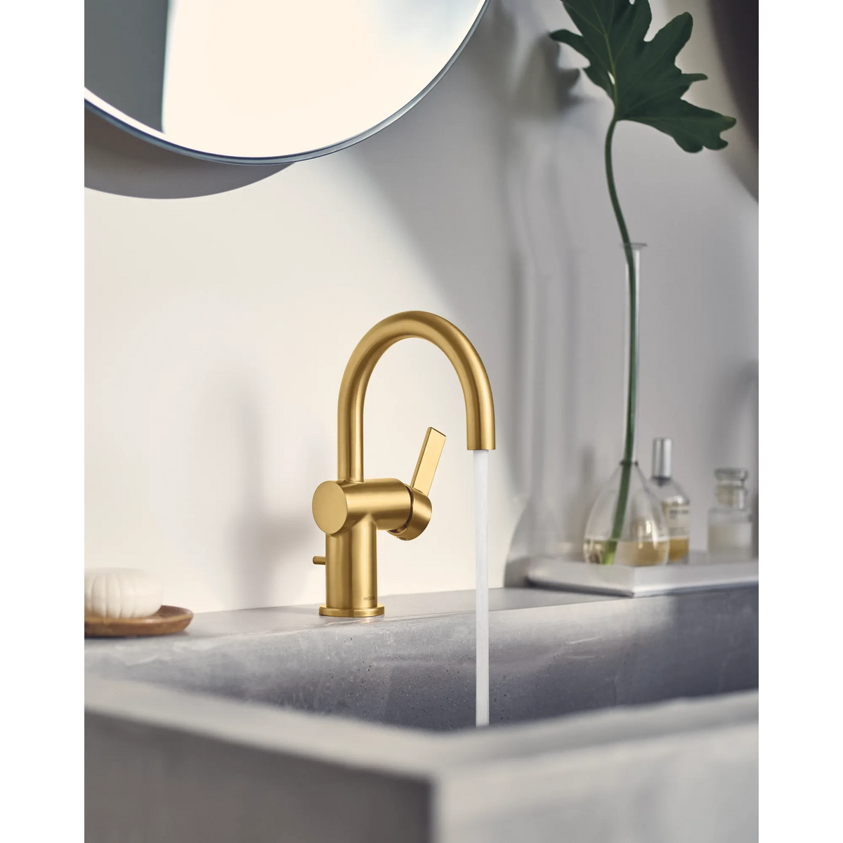 Moen 6221BG Cia Brushed Gold One-Handle High Arc Bathroom Faucet