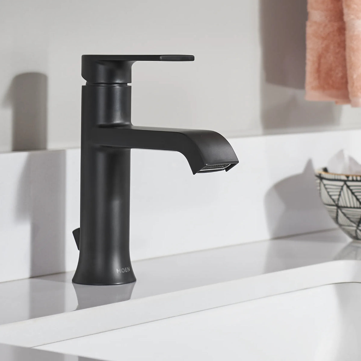Moen 6706BL Genta Matte Black LX One-Handle High Arc Bathroom Faucet