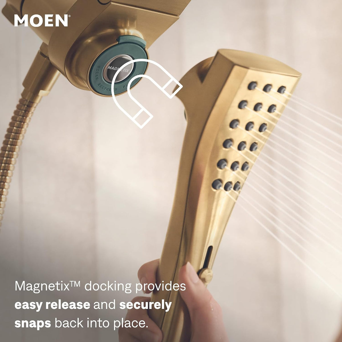 Moen 220C3EPBG Verso Brushed gold infinite 7" diameter spray head standard with handshower — view 5