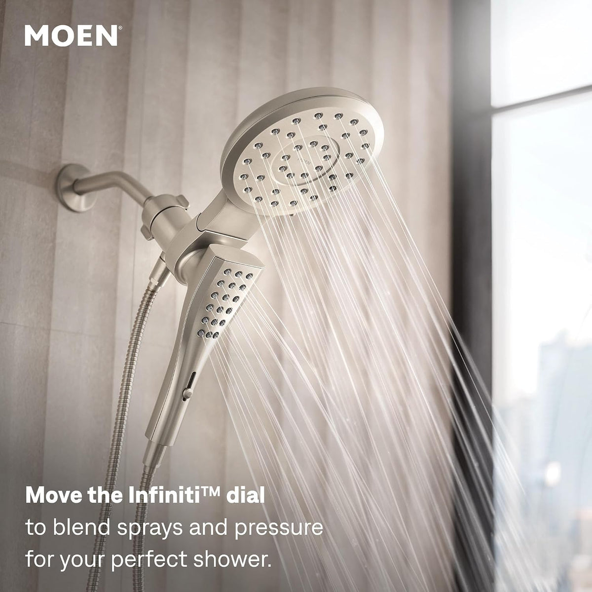 Moen 220C3EPBN Verso Combination Shower with Infiniti Dial in Brushed Nickel — view 6