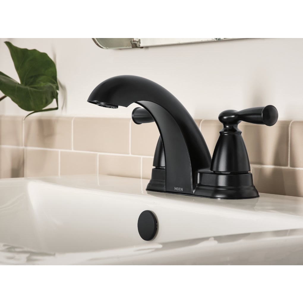 Moen 84942BL Banbury Matte Black Two-Handle Low Arc Centerset Bathroom Faucet — view 3