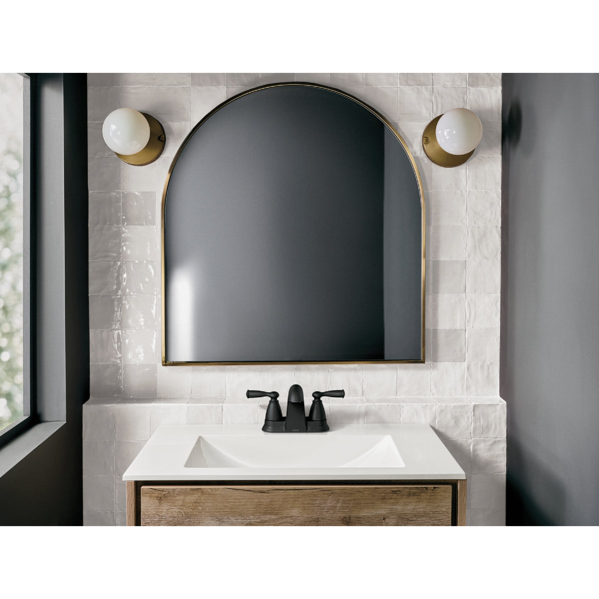 Moen 84942BL Banbury Matte Black Two-Handle Low Arc Centerset Bathroom Faucet — view 4