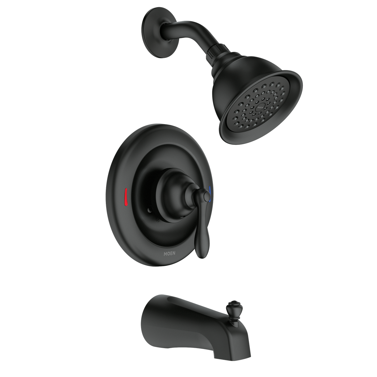 Moen 82496EPBL Caldwell Matte Black Posi-Temp Eco-Performance Tub and Shower Faucet