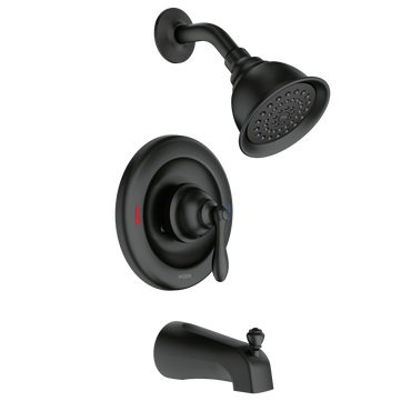 Moen 82496EPBL Caldwell Matte Black Posi-Temp Eco-Performance Tub and Shower Faucet