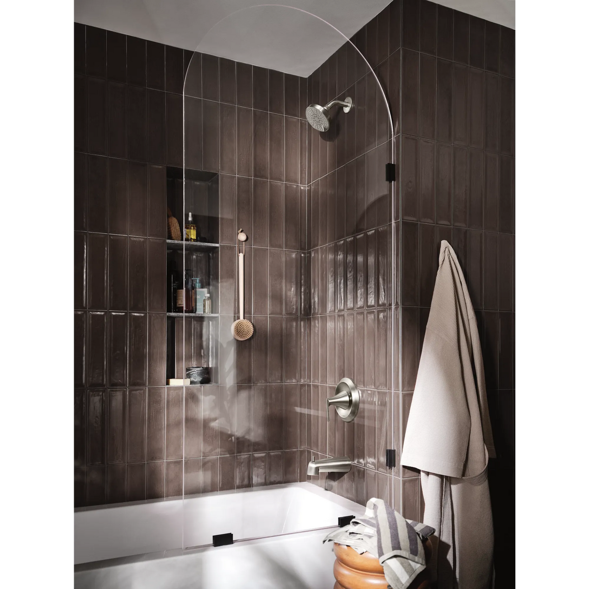 Moen 82518SRN Findlay Spot resist brushed nickel Posi-Temp tub/shower — view 4