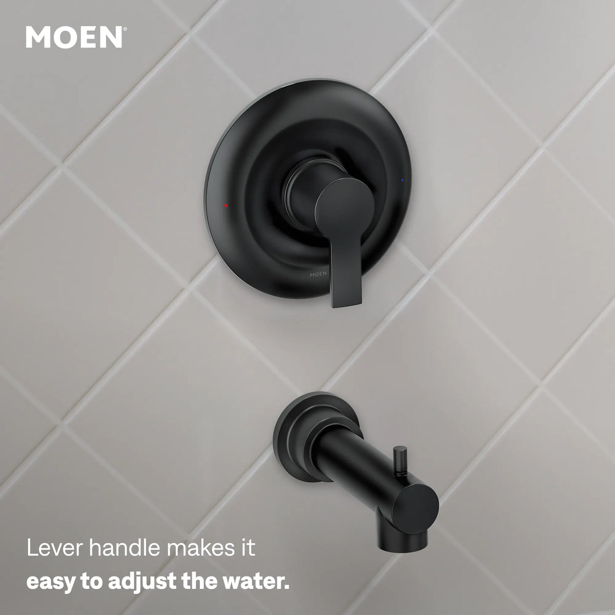 Moen 82618BL MEENA Matte black Posi-Temp tub/shower shown installed